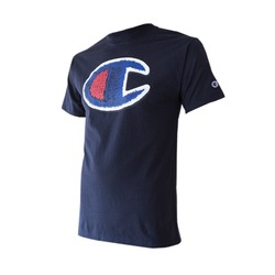 REMERA CHAMPION NEGRO BIG LOGO ROJO AZUL