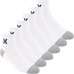 MEDIA HURLEY CREW SOCKS MENS BLACK 6 PACKS