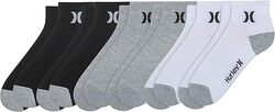 MEDIA HURLEY CREW SOCKS MENS BLACK 6 PACKS